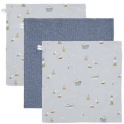 Lot De 3 Débarbouillettes LITTLE DUTCH Sailors Bay Bleu